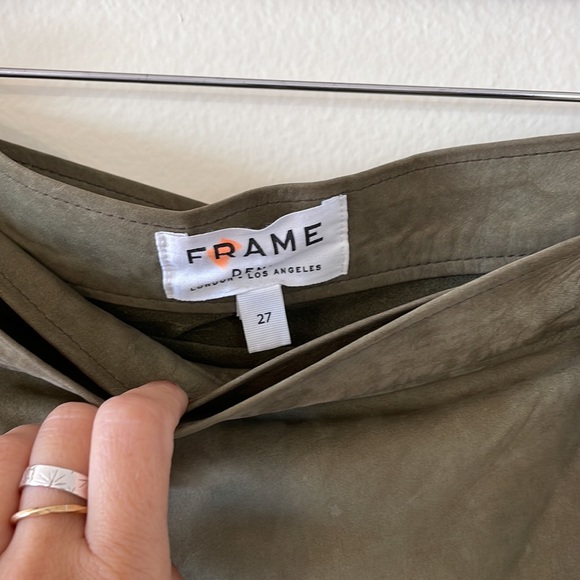 Frame khaki green suede midi wrap skirt - Picture 7 of 16